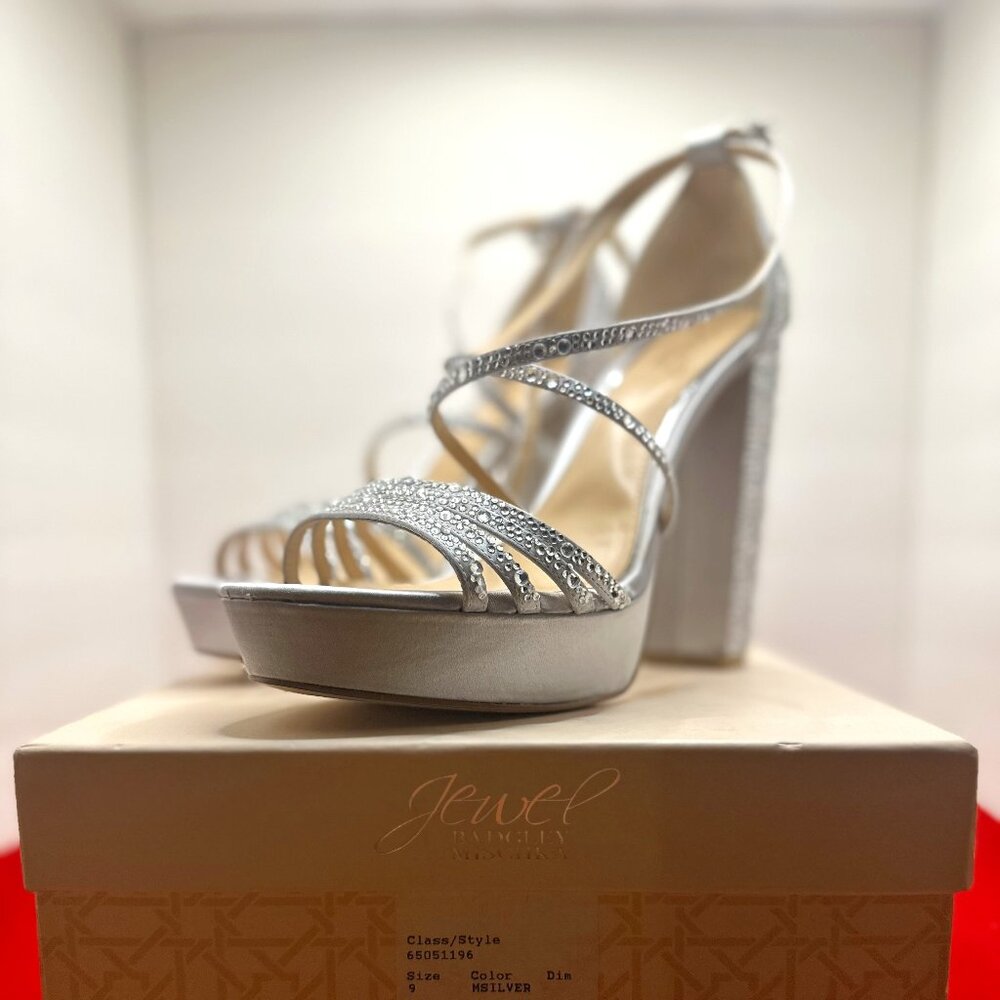 JEWEL BADGLEY MISCHKA EMBELLISH ULTRA SILVER 5" HEEL